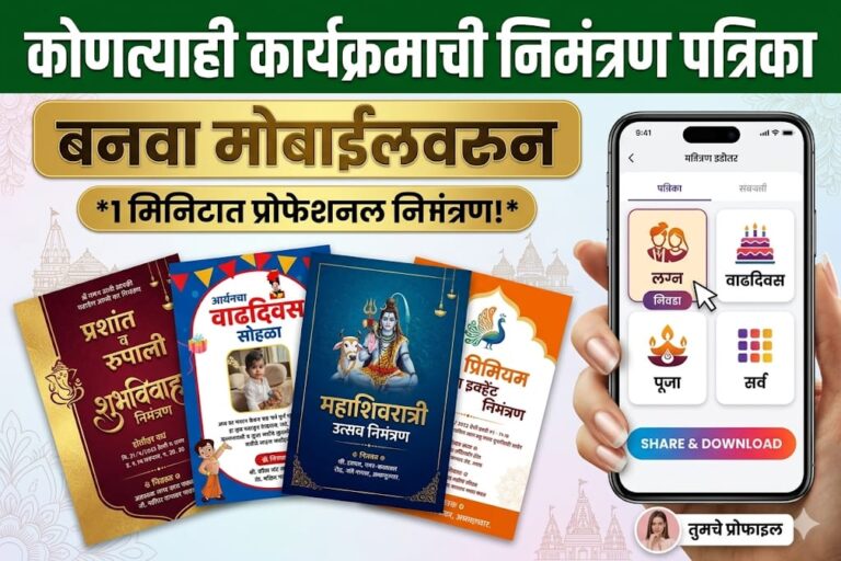 कोणत्याही कार्यक्रमाची निमंत्रण पत्रिका बनवा मोफत मोबाईल वरून