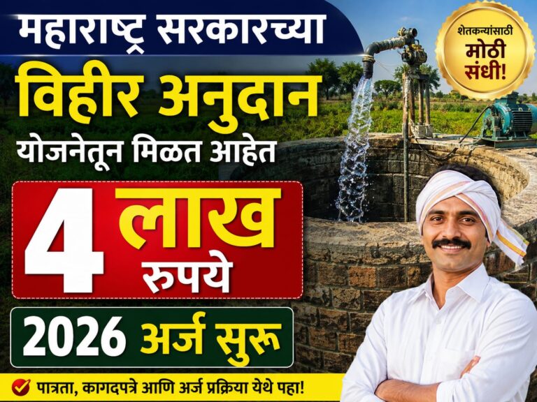 नवीन विहिरीसाठी अनुदान योजना 2026: मिळत आहेत 4 लाख रुपये बँक खात्यात