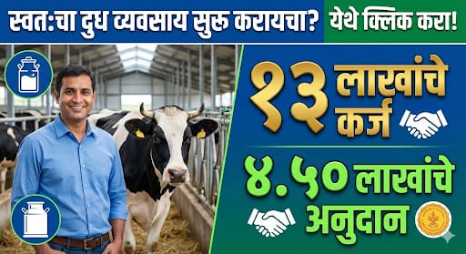 स्वतःचा दुध व्यवसाय सुरू करायचा असला तर 13 लाखांचे कर्ज 4.50 लाखांचे अनुदान