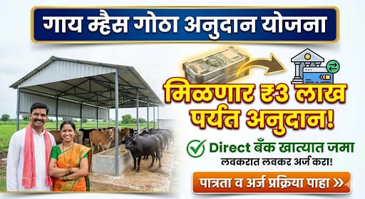 गाय म्हैस गोठा अनुदान: मिळणार 3 लाख पर्यंत अनुदान, direct बँक खात्यात जमा